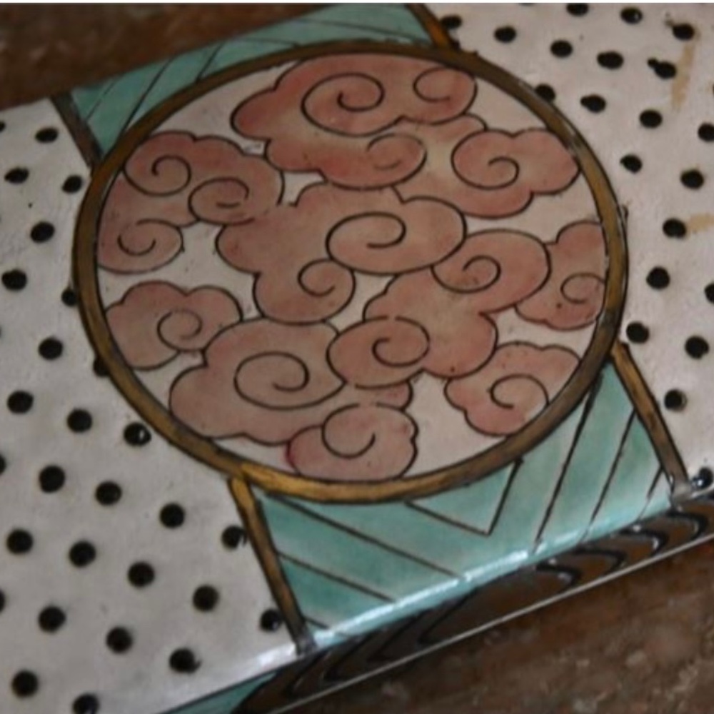 Kinder Harris Vintage Art Deco Porcelain Jewelry trinket Case